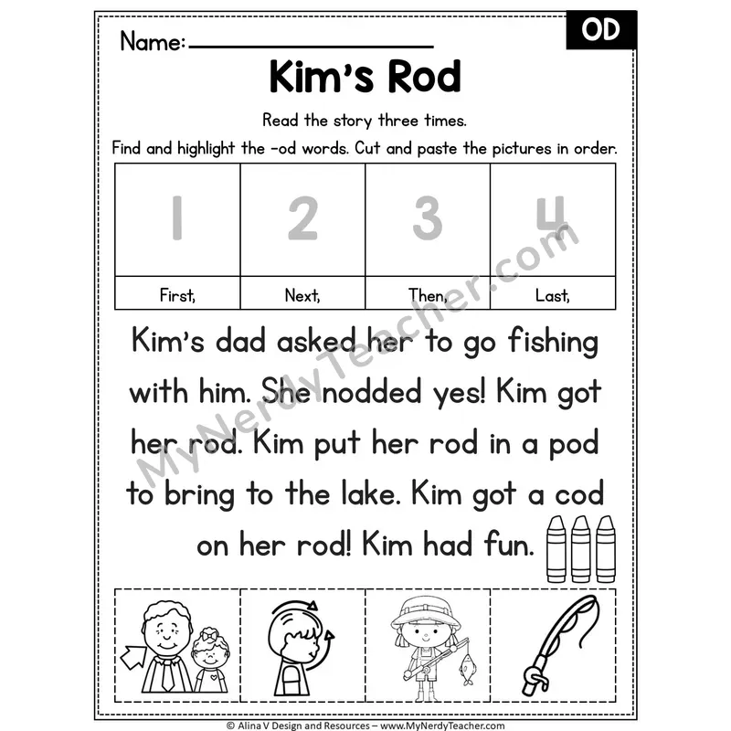 Short O CVC Editable Decodable Reader — Kim's Rod (OD)