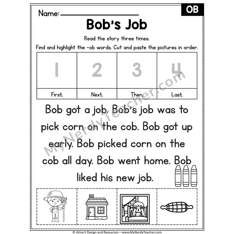 Short O CVC Editable Decodable Reader — Bob's Job (OB)