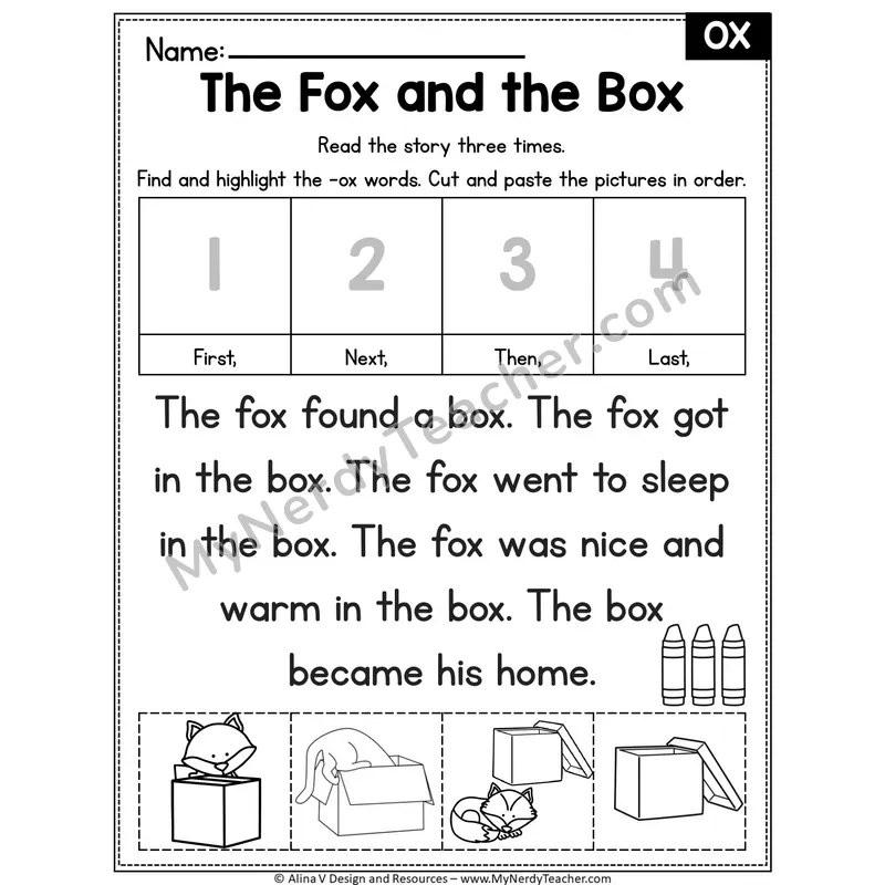 Short O CVC Editable Decodable Reader — The Fox and the Box (OX)
