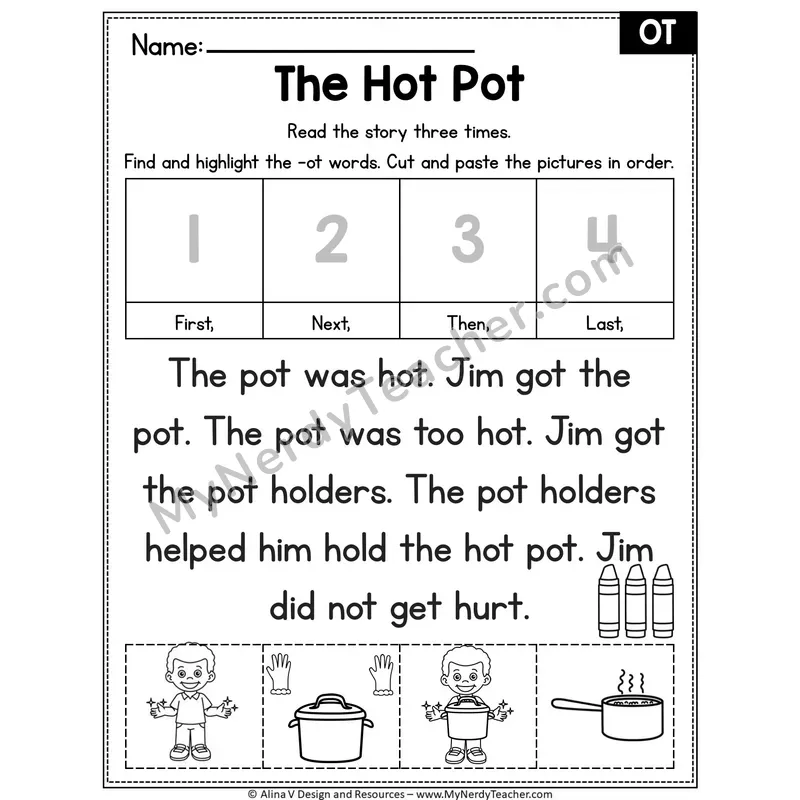 Short O CVC Editable Decodable Reader — The Hot Pot (OT)