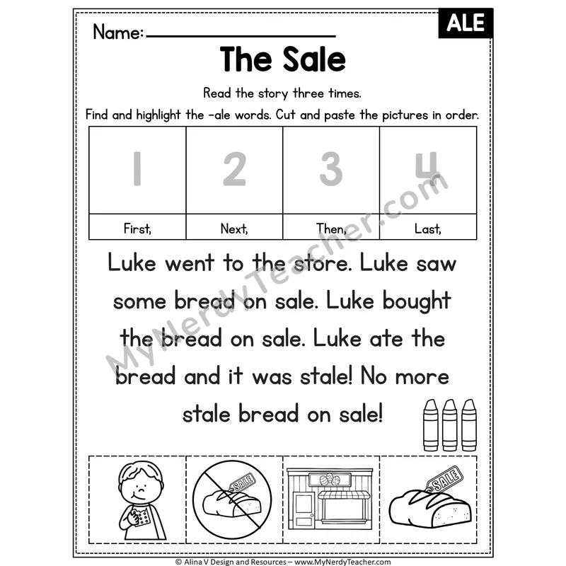 Long A VCe (a_e) Editable Decodable Reader — The Sale (ALE)