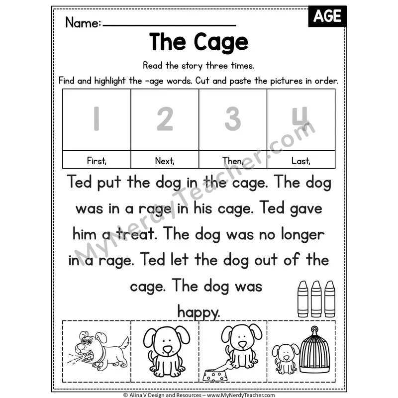 Long A VCe (a_e) Editable Decodable Reader — The Cage (AGE)
