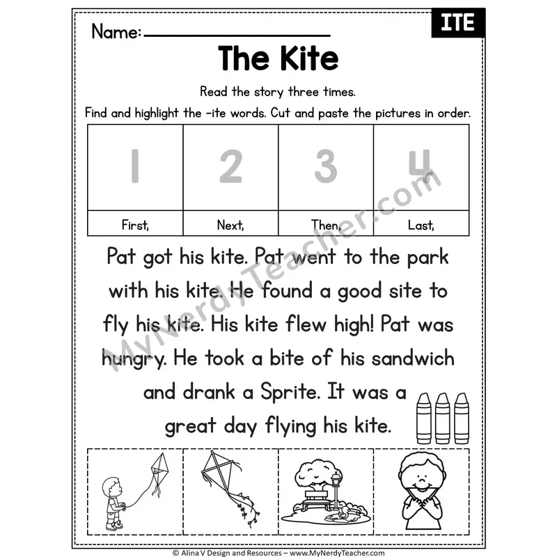 Long I VCe (i_e) Editable Decodable Reader — The Kite (ITE)