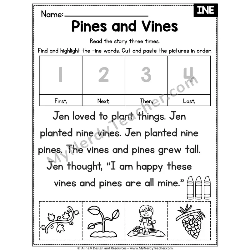 Long I VCe (i_e) Editable Decodable Reader — Pines and Vines (INE)