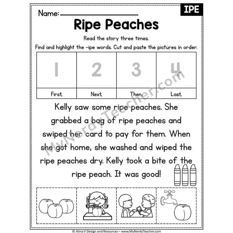 Long I VCe (i_e) Editable Decodable Reader — Ripe Peaches (IPE)