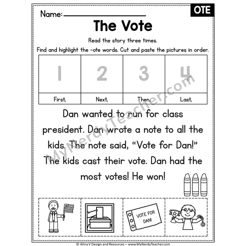 Long O VCe (o_e) Editable Decodable Reader — The Vote (OTE)