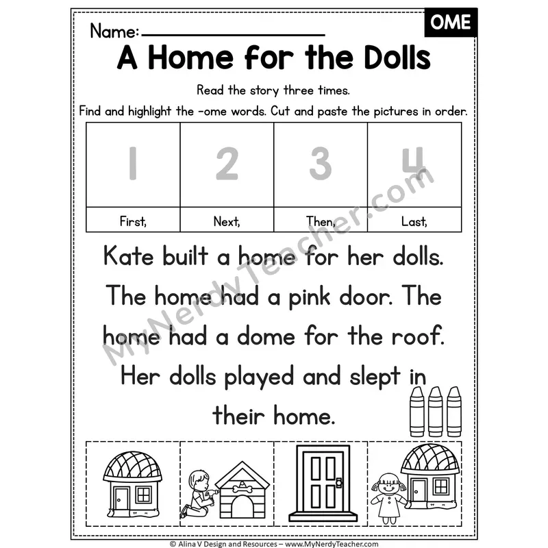 Long O VCe (o_e) Editable Decodable Reader — A Home for the Dolls (OME)