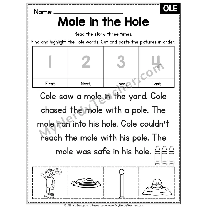 Long O VCe (o_e) Editable Decodable Reader — Mole in the Hole (OLE)