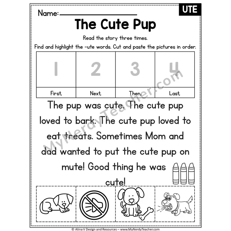 Long U VCe (u_e) Editable Decodable Reader — The Cute Pup (UTE)