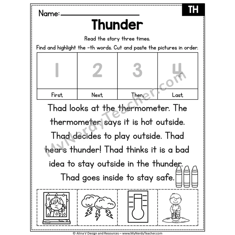 TH digraph Editable Decodable Reader — Thunder