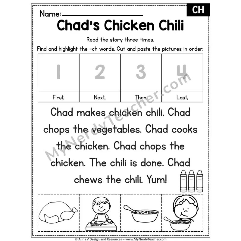 CH digraph Editable Decodable Reader — Chad's Chicken Chili