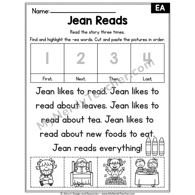 EA long E team Editable Decodable Reader — Jean Reads