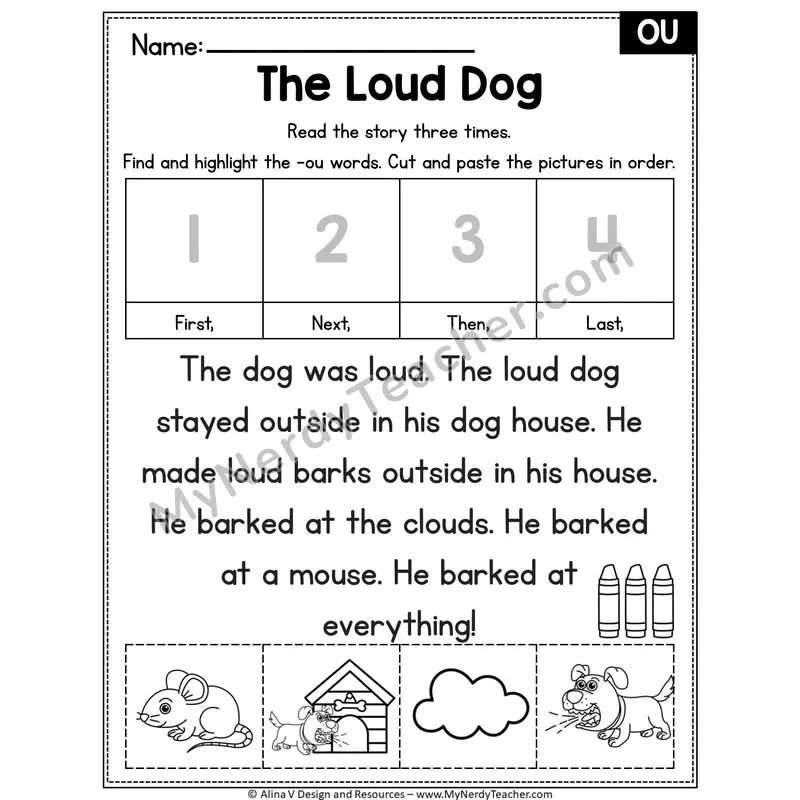 OU diphthong Editable Decodable Reader — The Loud Dog
