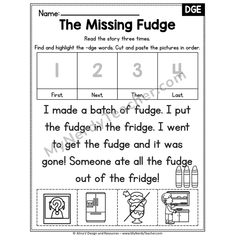 DGE trigraph Editable Decodable Reader — The Missing Fudge