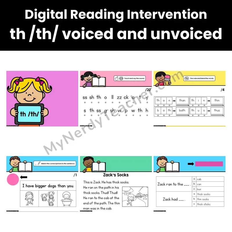 Digital Phonics Intervention — th /th/ voiced and unvoiced (Preview)