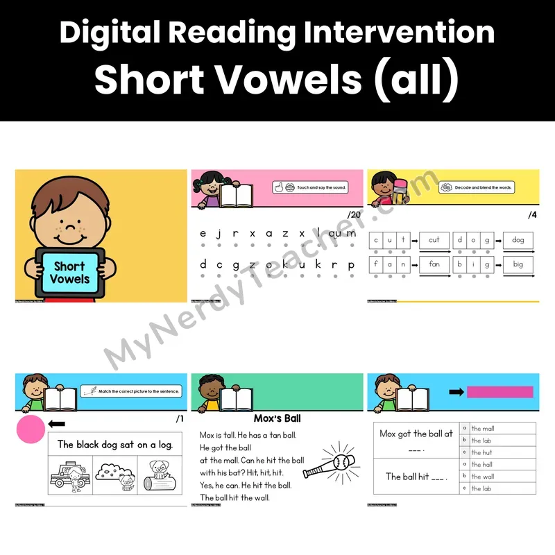 Digital Phonics Intervention — Short Vowels (all) (Preview)