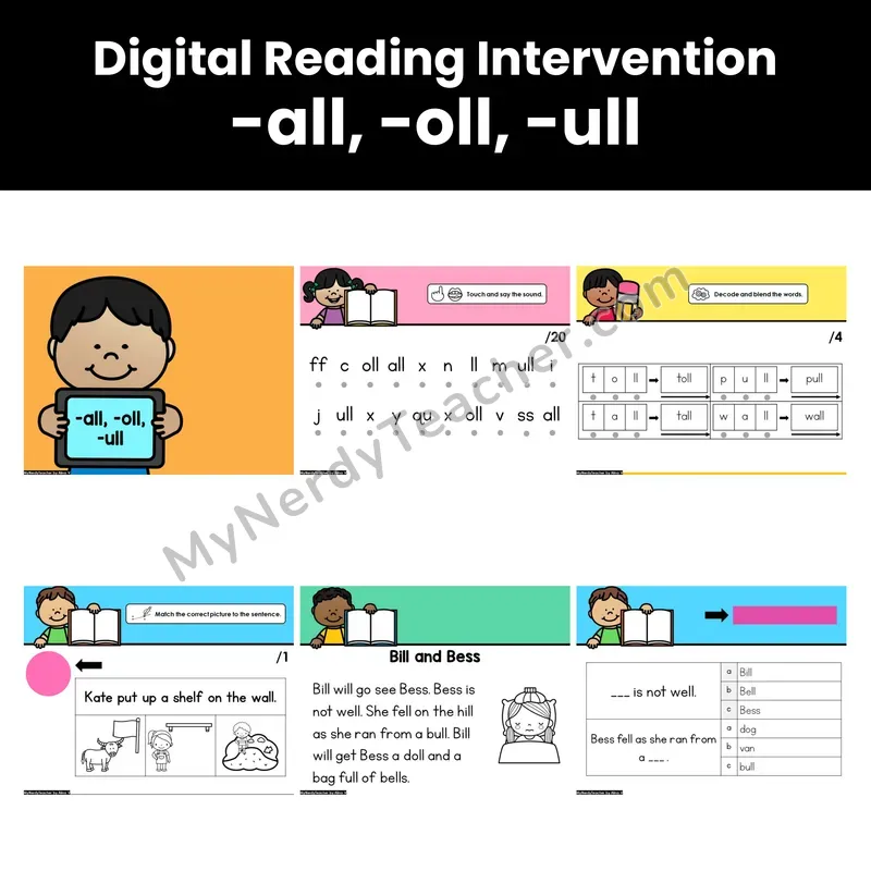 Digital Phonics Intervention — -all, -oll, -ull (Preview)