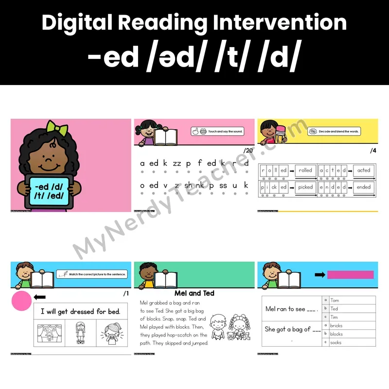 Digital Phonics Intervention — -ed /d/ /t/ /ed/ (Preview)