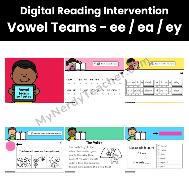Digital Phonics Intervention — Vowel Teams - ee / ea / ey (Preview)