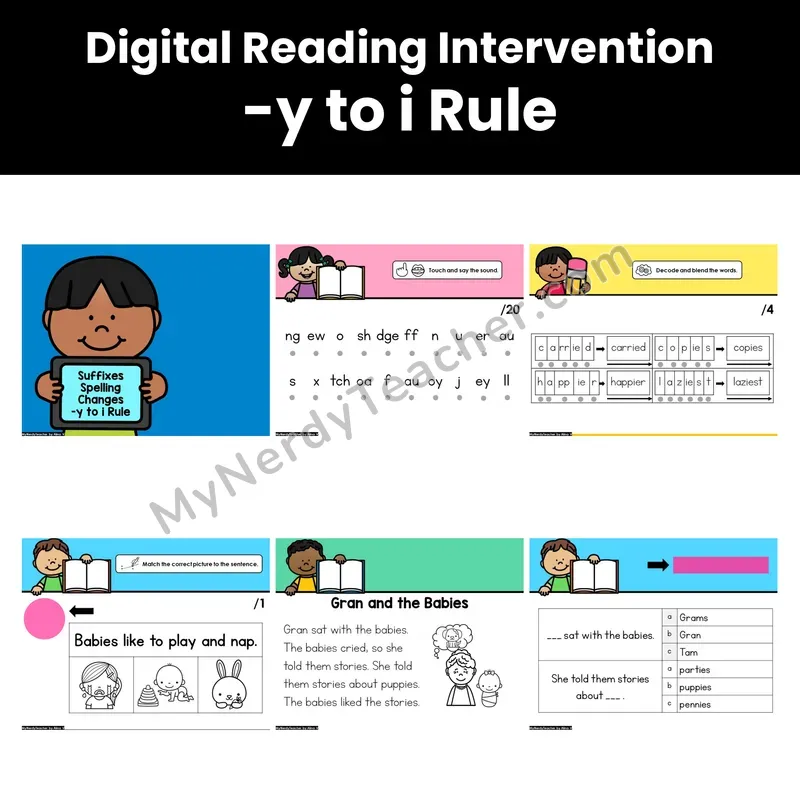 Digital Phonics Intervention — y to i Rule (Preview)