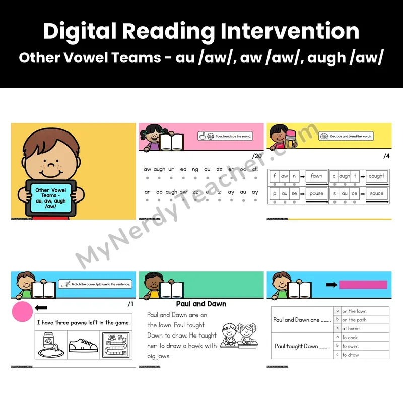 Digital Phonics Intervention — Other Vowel Teams - au, aw, augh /aw/ (Preview)