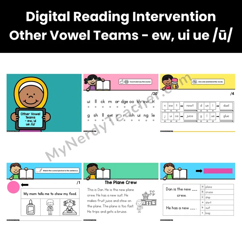 Digital Phonics Intervention — Other Vowel Teams - ew, ui ue /ū/ (Preview)