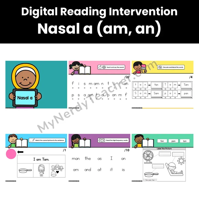 Digital Phonics Intervention — Nasal a (am, an) (Preview)