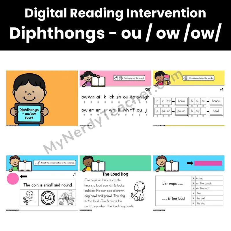 Digital Phonics Intervention — Diphthongs - ou / ow /ow/ (PDF)