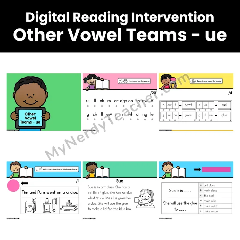 Digital Phonics Intervention — Other Vowel Teams - ue (PDF)