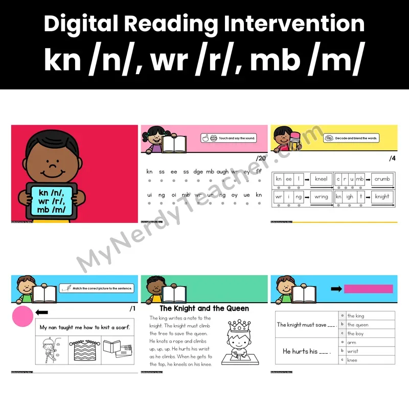 Digital Phonics Intervention — kn /n/, wr /r/, mb /m/ (PDF)
