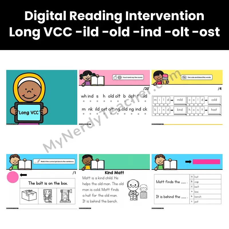 Digital Phonics Intervention — Long VCC -ild -old -ind -olt -ost (PDF)