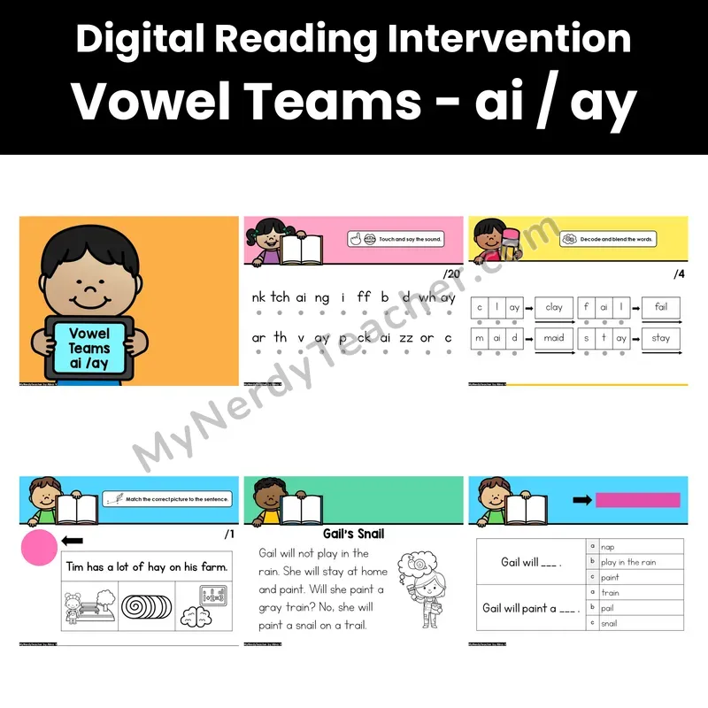 Digital Phonics Intervention — Vowel Teams - ai / ay (PDF)