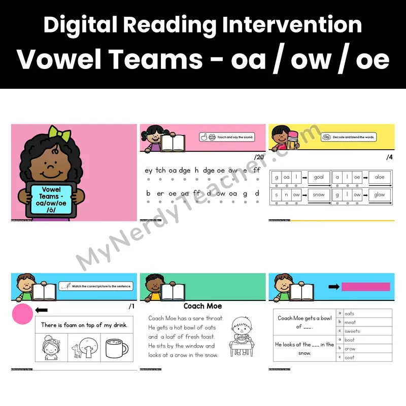 Digital Phonics Intervention — Vowel Teams - oa / ow / oe (PDF)