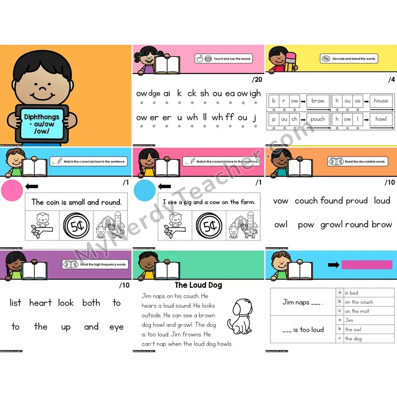Digital Phonics Intervention PowerPoint — Diphthongs - ou / ow /ow/ (Preview)