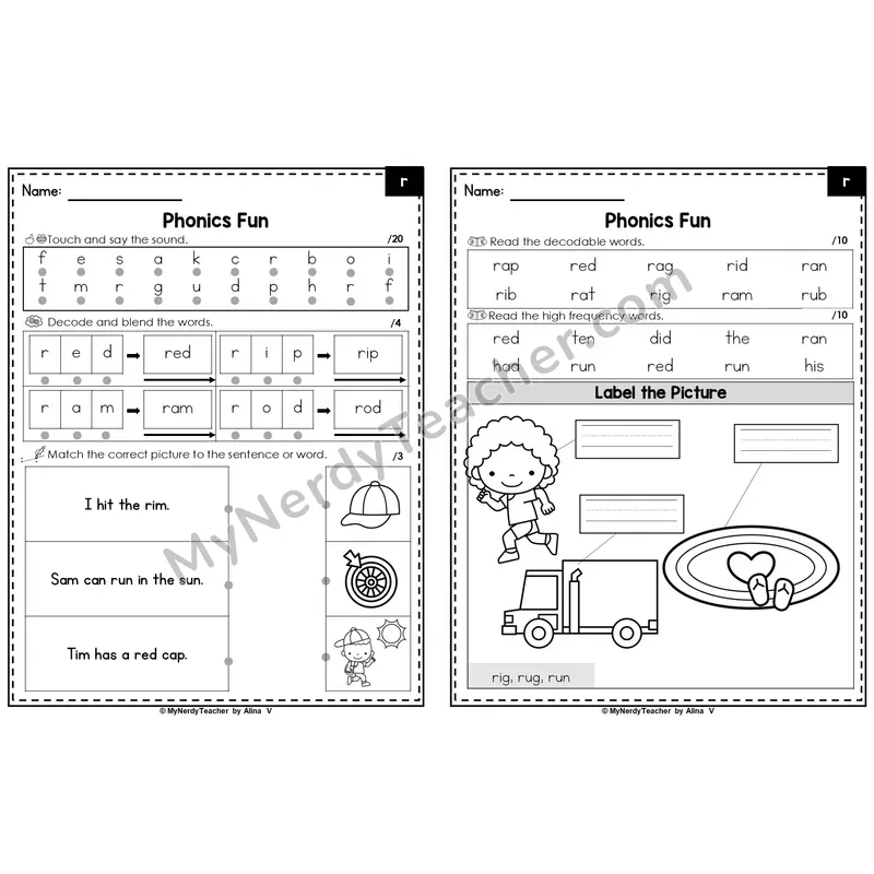 Editable Beginning Sounds Intervention Worksheet — r (Preview)
