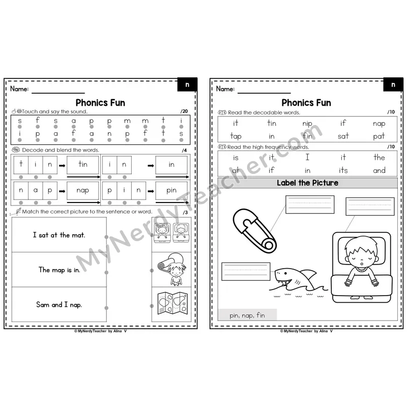 Editable Beginning Sounds Intervention Worksheet — n (Preview)