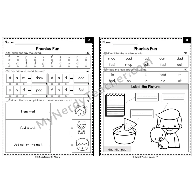 Editable Beginning Sounds Intervention Worksheet — d (Preview)