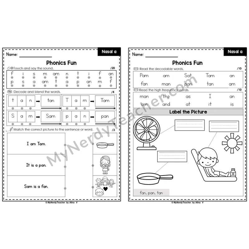 Editable Beginning Sounds Intervention Worksheet — Nasal a (am, an) (Preview)