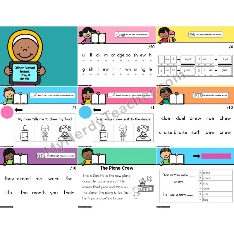 Digital Phonics Intervention PowerPoint — Other Vowel Teams - ew, ui, ue /ū/ (PowerPoint)