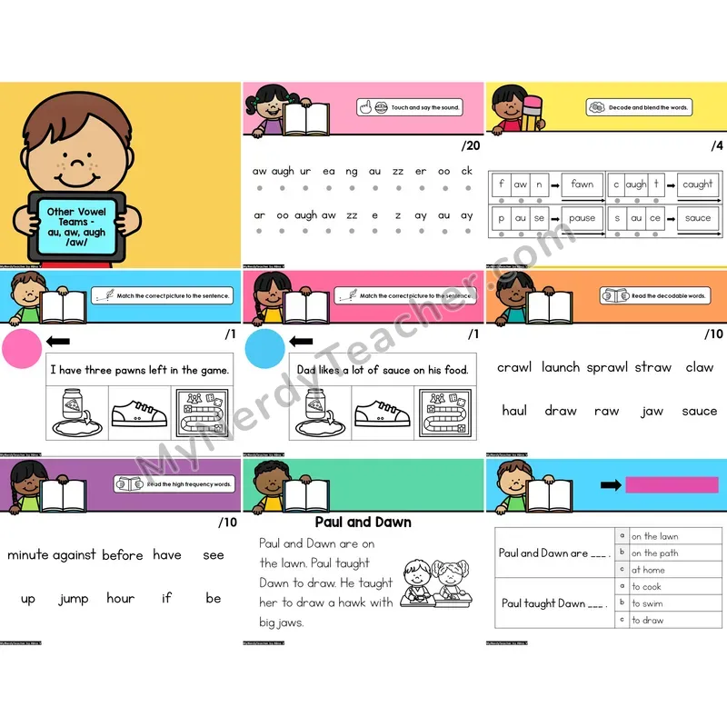 Digital Phonics Intervention PowerPoint — Other Vowel Teams - au, aw, augh /aw/ (PowerPoint)
