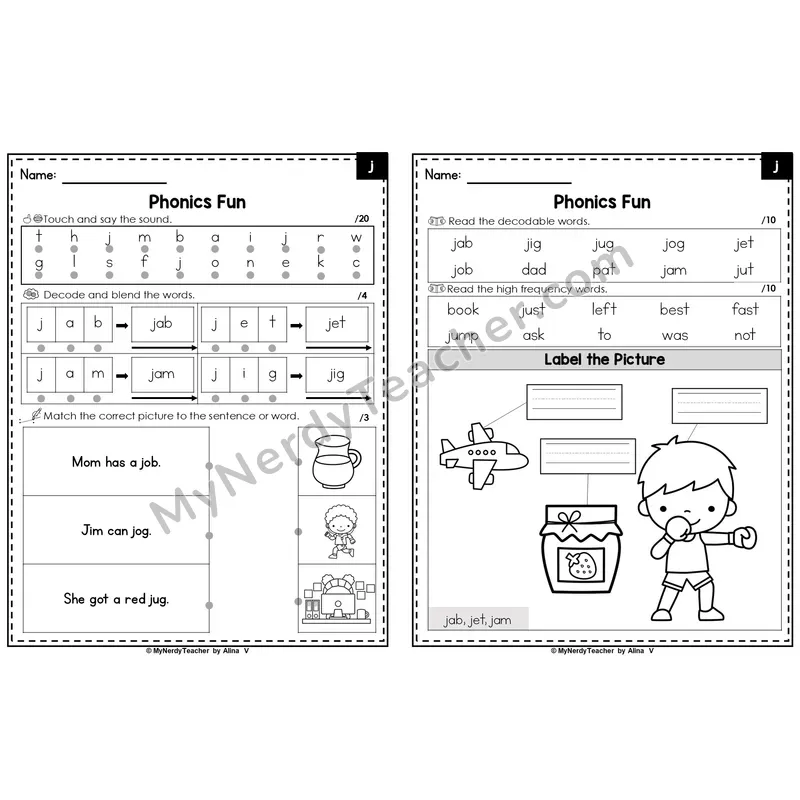 Editable Beginning Sounds Intervention Worksheet — j (PowerPoint)