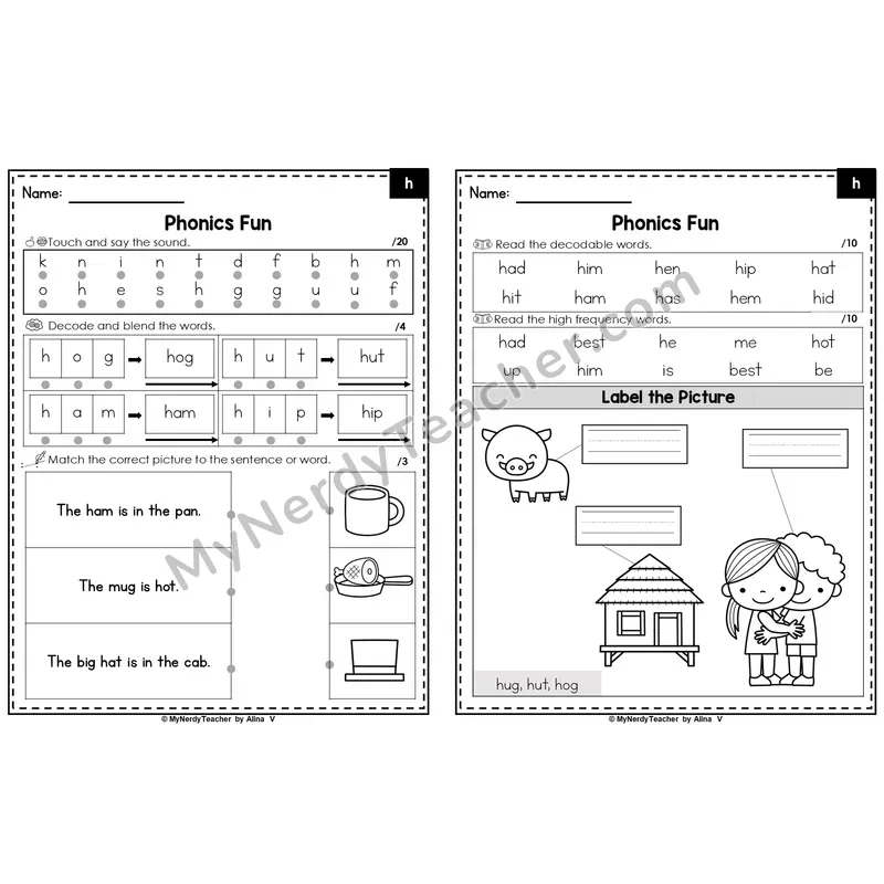 Editable Beginning Sounds Intervention Worksheet — h (PowerPoint)