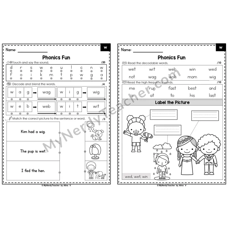 Editable Beginning Sounds Intervention Worksheet — w (PowerPoint)