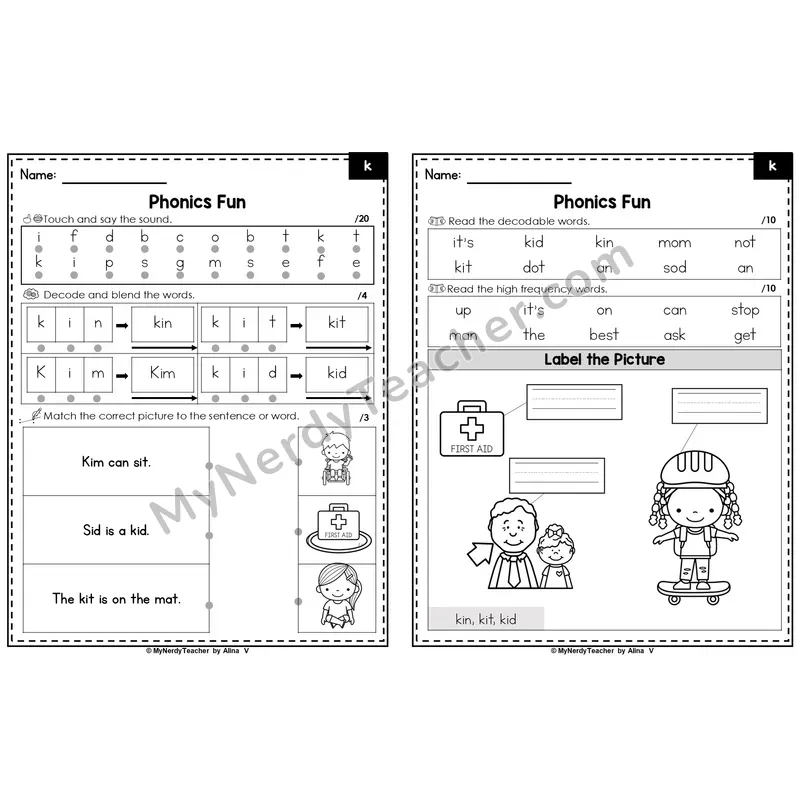 Editable Beginning Sounds Intervention Worksheet — k (PowerPoint)