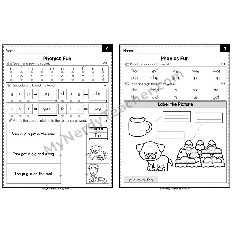 Editable Beginning Sounds Intervention Worksheet — g (PowerPoint)