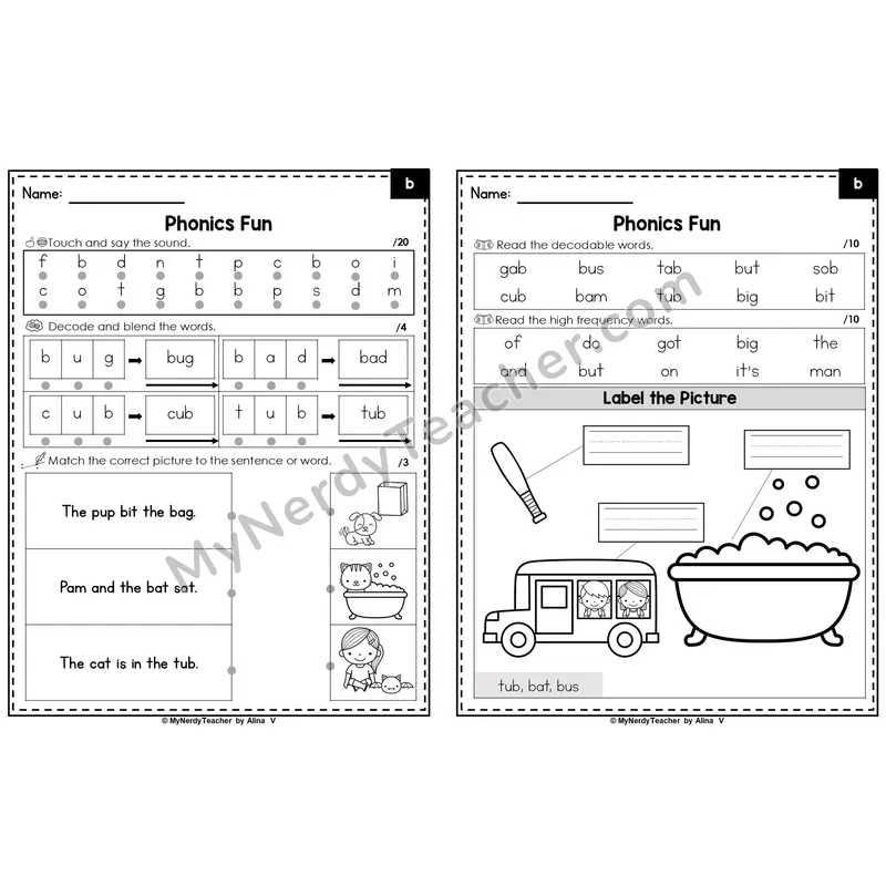 Editable Beginning Sounds Intervention Worksheet — b (PowerPoint)