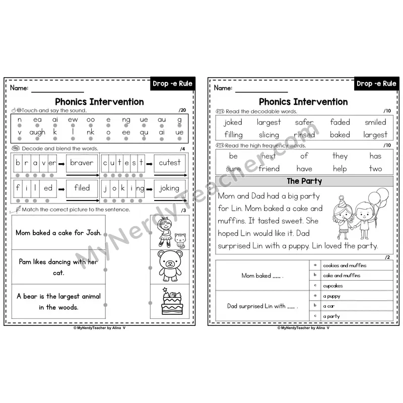 Editable Phonics Intervention Worksheet — Drop -e Rule (PowerPoint)