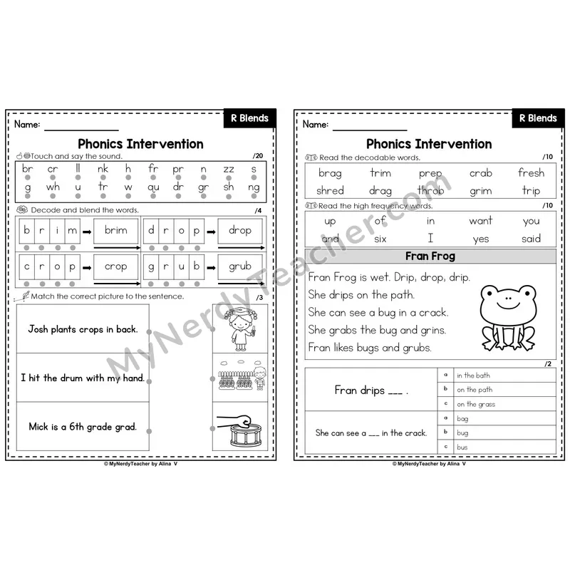 Editable Phonics Intervention Worksheet — R Blends (PowerPoint)
