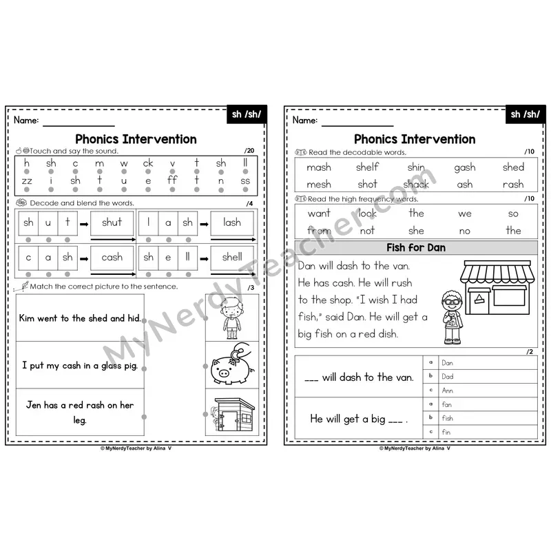 Editable Phonics Intervention Worksheet — sh /sh/ (PowerPoint)
