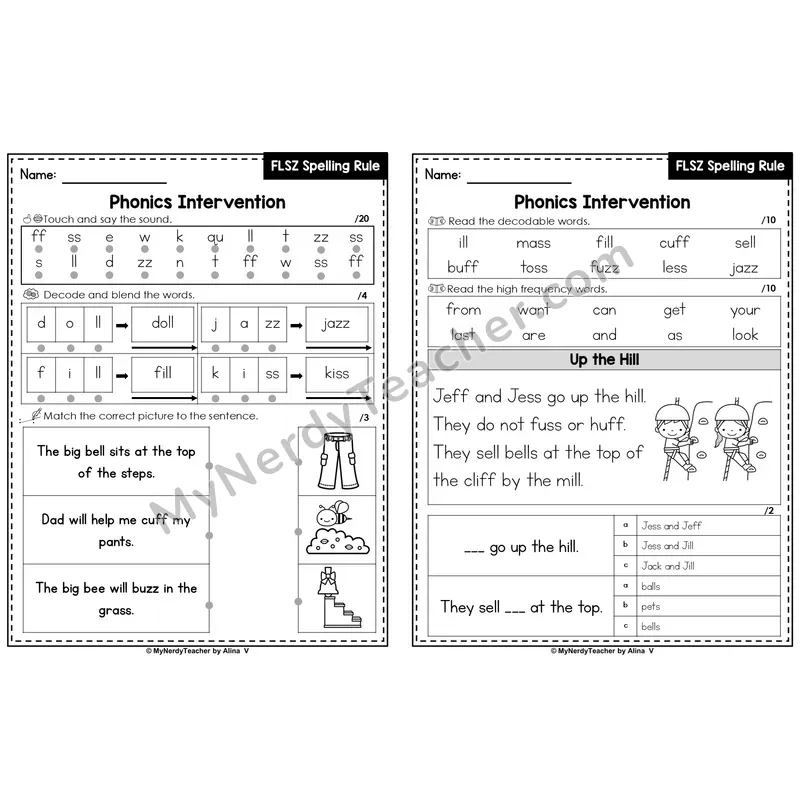 Editable Phonics Intervention Worksheet — FLSZ Spelling Rule (PowerPoint)